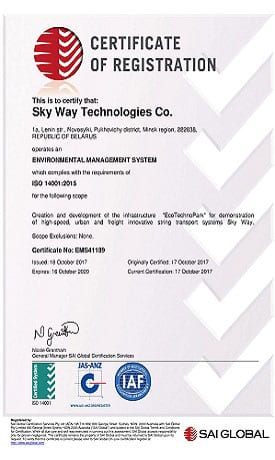 Certificate of SkyWay Technologies Co. SAI Global
